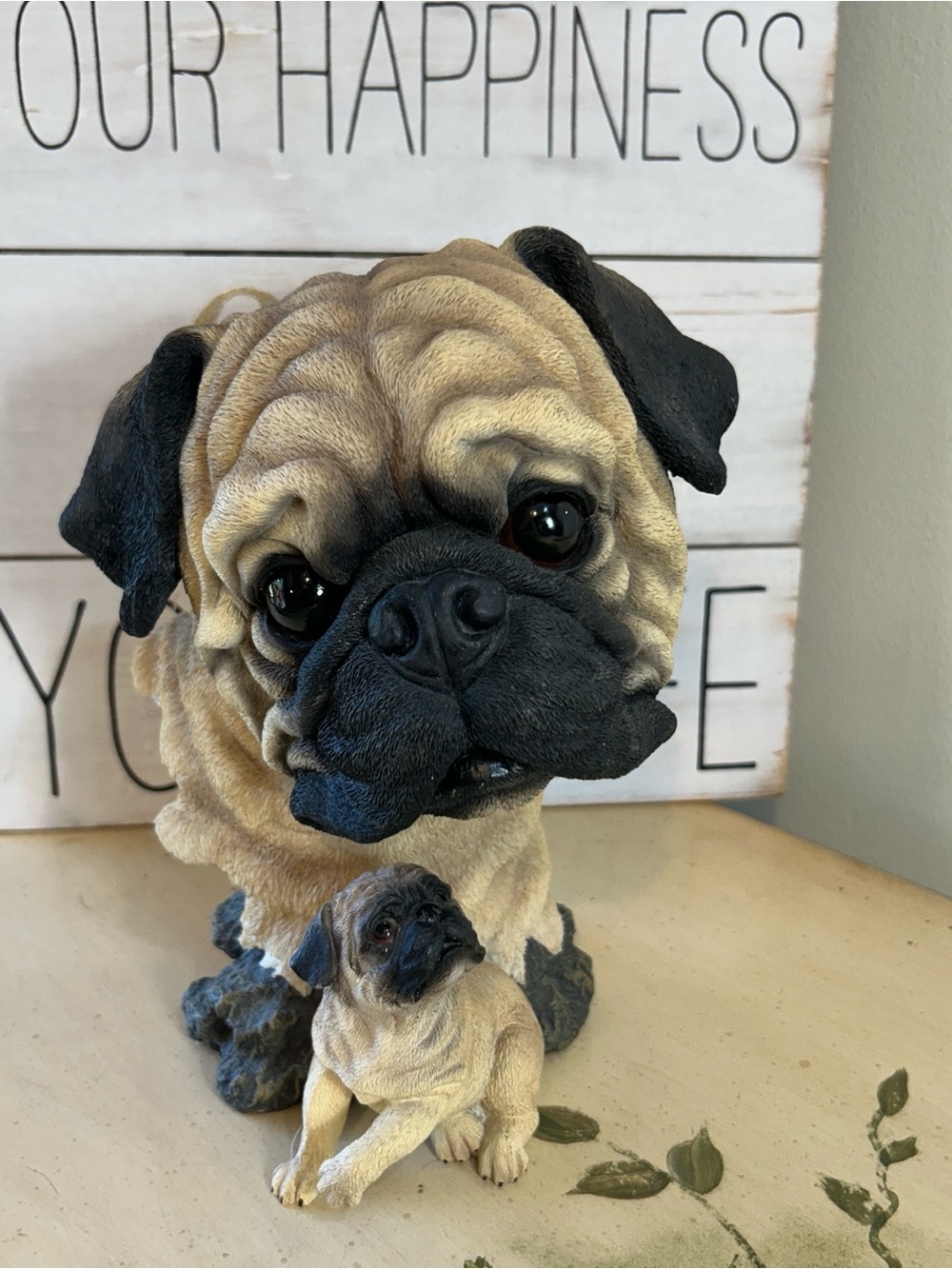 Westland Fawn Pug Dog Sculptural Bust Statue w/ Puppy Look of Love 5 Lbs